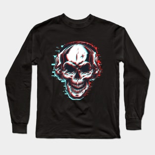 Skull Giltch Design Clothing Long Sleeve T-Shirt